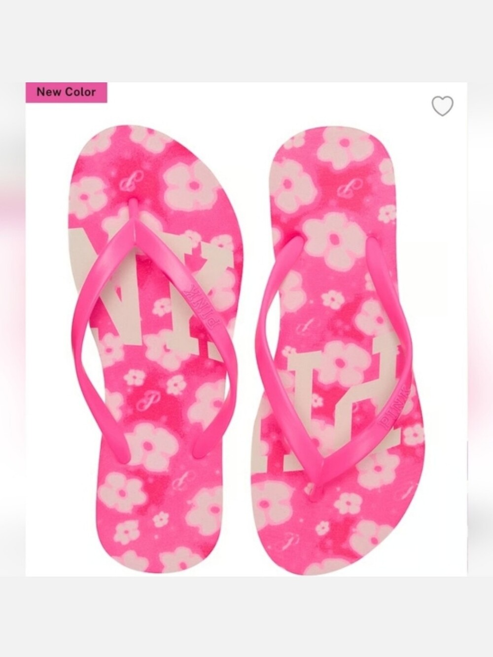 Victoria's Secret PINK flip Flop Sandals PINK FLORAL SIZE 9 LARGE
